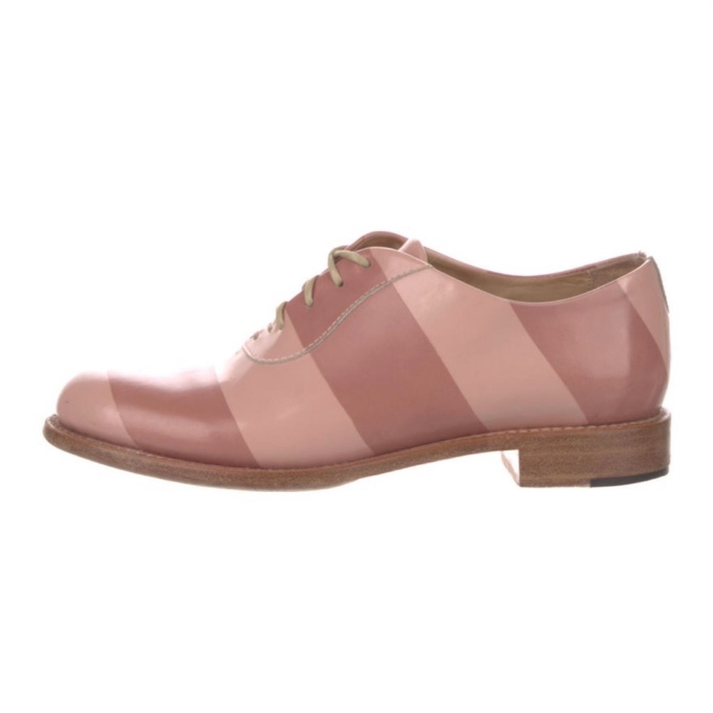 The Office of Angela Scott Pink Striped Patent Oxford Shoes | Feminine Designer - Picture 2 of 5
